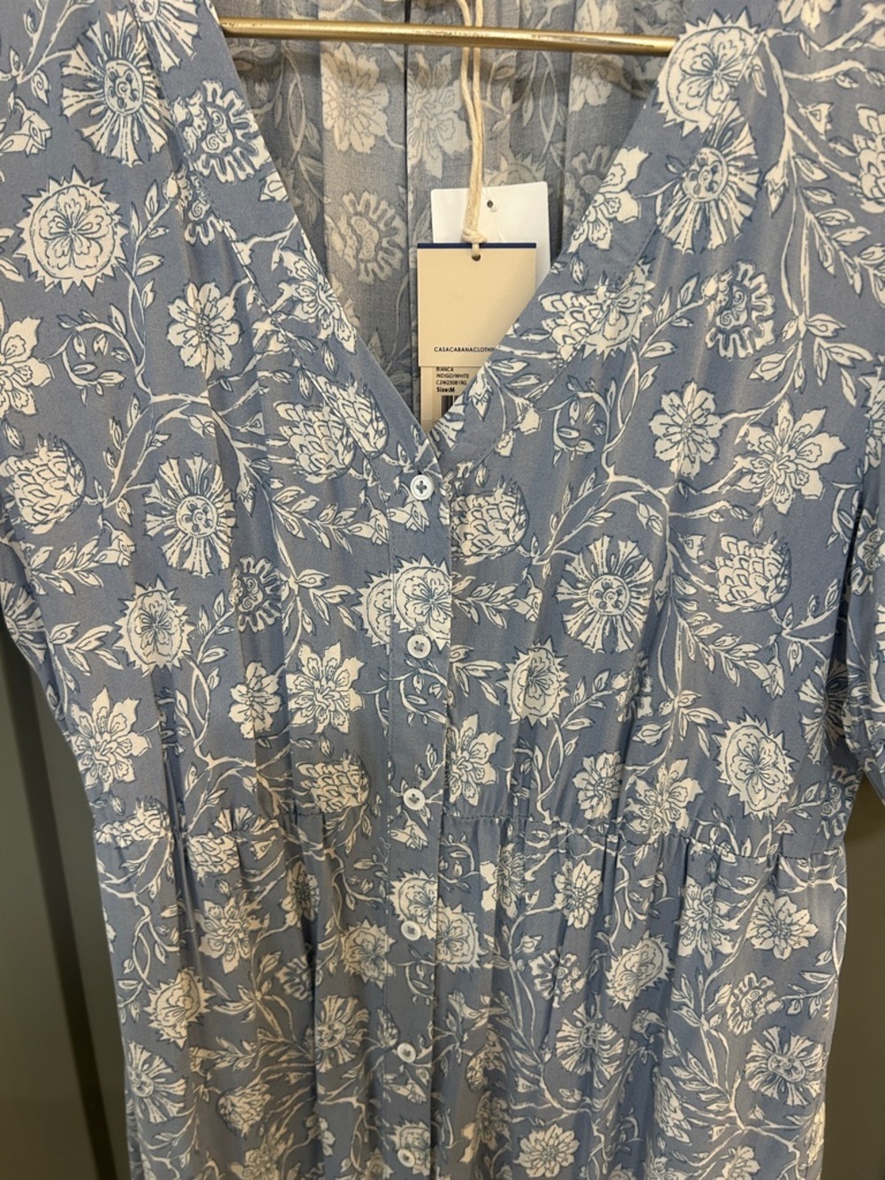 Casa Cabana Blue Floral Button-Front Midi Dress Women’s size Medium New! - Picture 5 of 8